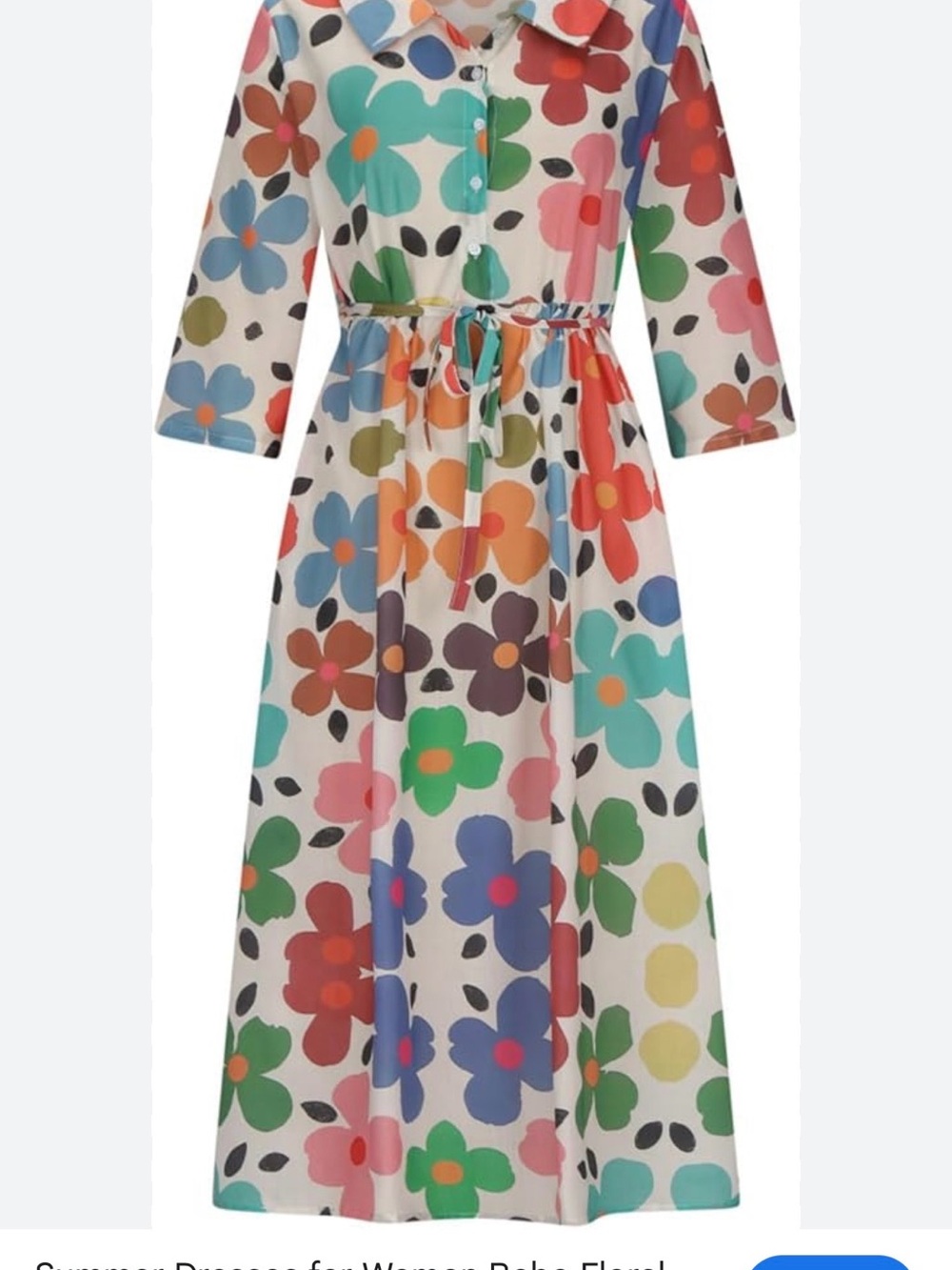 Amazon Women's Floral Maxi Dress in White with Multicolor Flowers Large